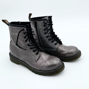 Dr Martens glitter gunmetal combat boots sparkles punk glam woman’s size 7